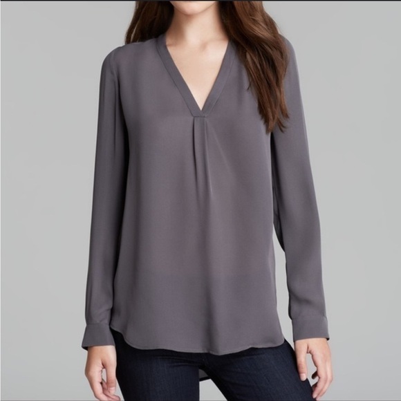 Joie Women's Gray Daryn Silk Blouse Shirt Top Charcoal Gray Sz Small - Picture 1 of 5